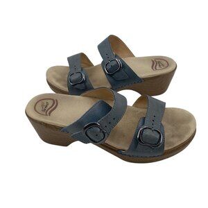 Dansko Women's Size EUR 40 US 10 Sophie Block Heel Sandals Blue Full Grain